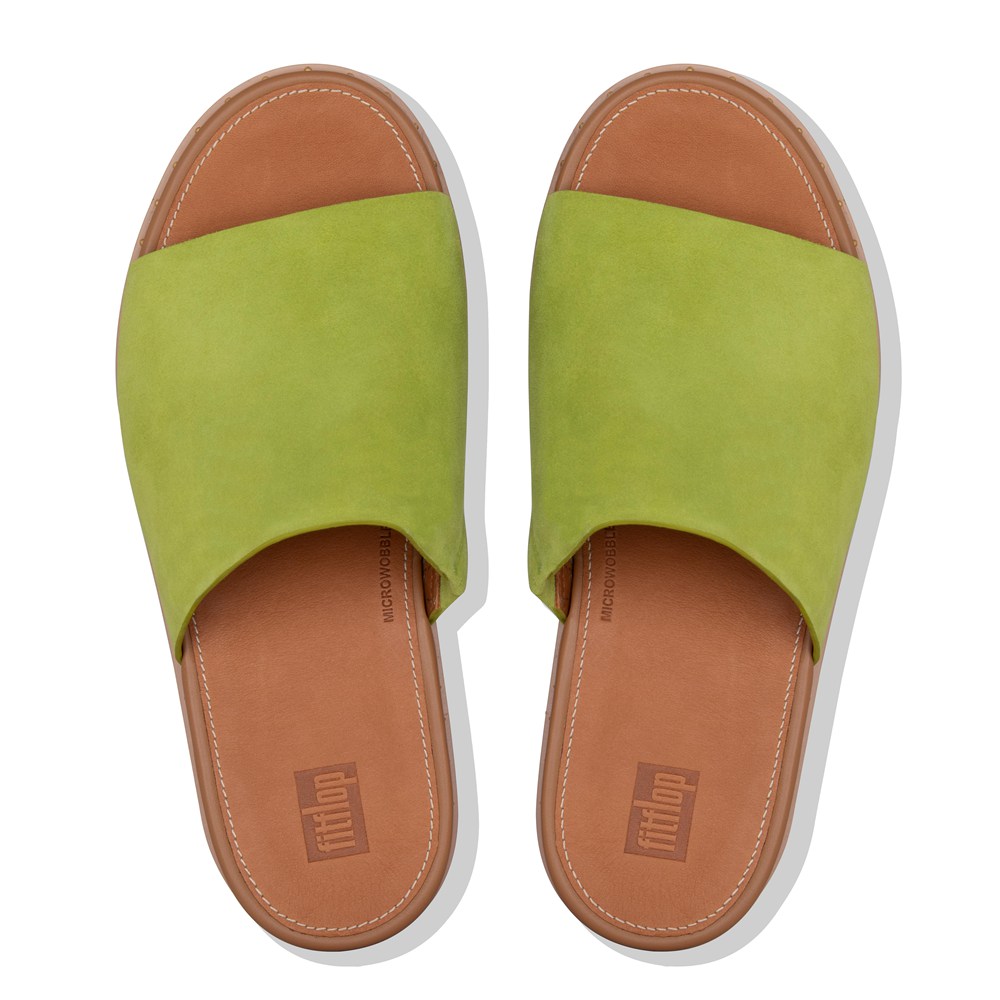 Fitflop Womens Wedge Green - Eloise Espadrille Suede Slides - BZ7210358